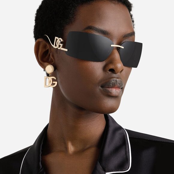Dolce & Gabbana DG2319 02/87 Rectangle Sunglasses - Gold/Dark grey main image 9